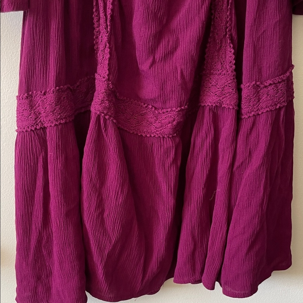 Terra & Sky|Boho Cold Shoulder Tiered Crochet 3/4 Sleeve Dress|1X|EUC - Picture 8 of 11